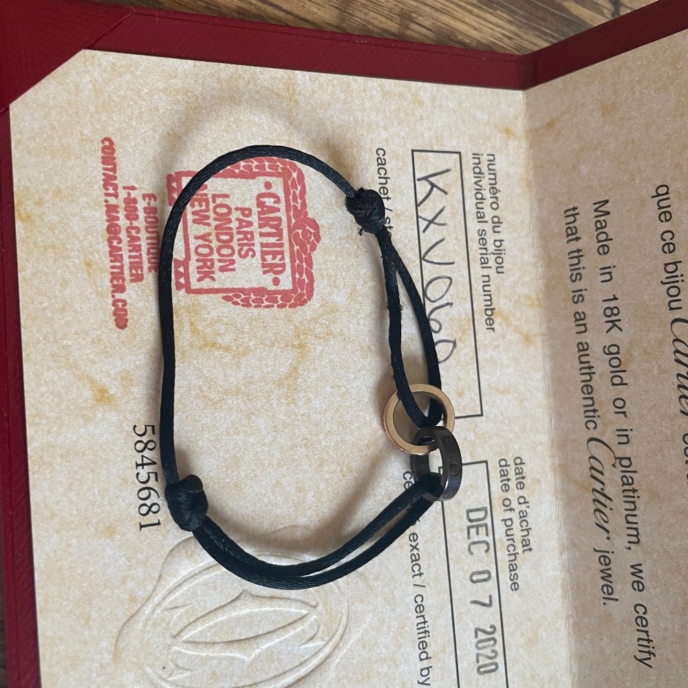 Cartier bracelet on silk cord
